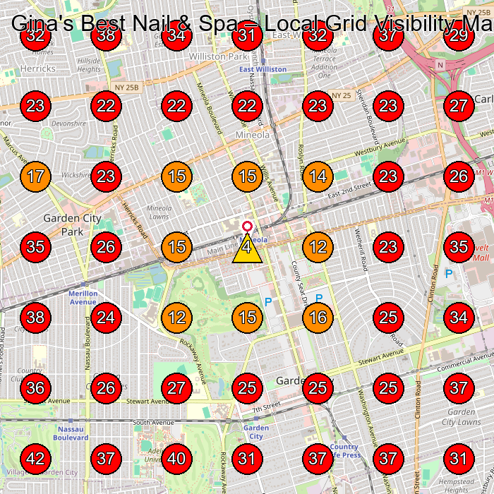 Gina's Best Nail & Spa GeoGrid visibility map for Nail Salon in Carle Place